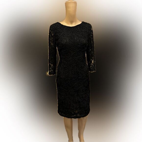 FRNCH Dresses & Skirts - FRNCH Lace and Detailed Long Sleeve Midi Dress SZ M